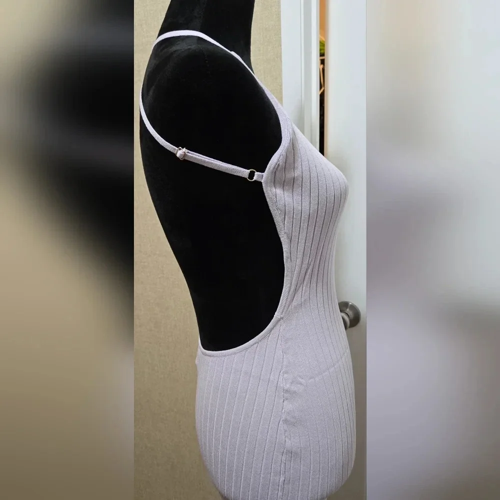 Sexy Ribbed Halter Neck Criss-Cross Back Midi Dress #434-436 - Picture 10 of 11